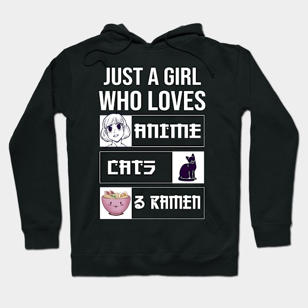 Just A Girl Who Loves Anime Cat And Ramen Hoodie by Mad Art